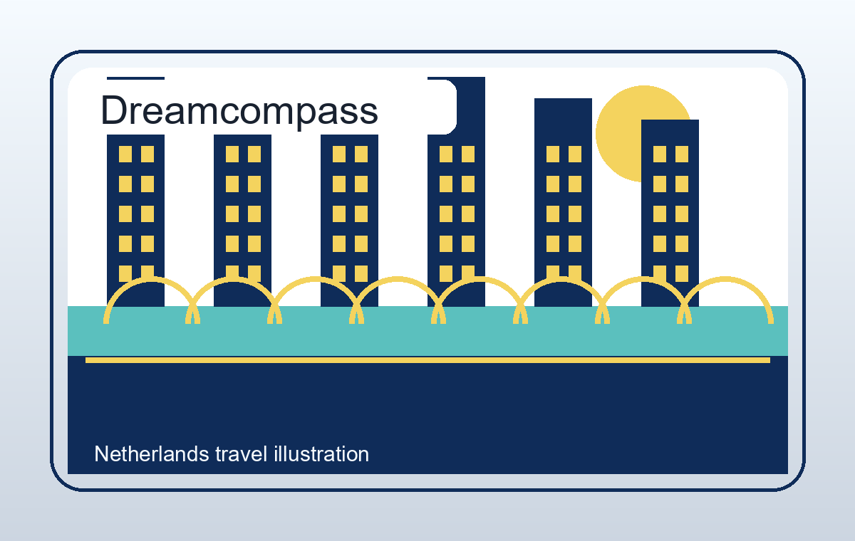 Illustratie van Nederlandse grachten en stadsroutes